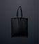 Black tote bag mockup. Vector 3d illustration