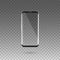 Black touchscreen smartphone. Transparent screen. Vector