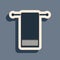 Black Towel on a hanger icon isolated on grey background. Bathroom towel icon. Long shadow style. Vector