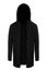 Black tracksuit unzipped with hood