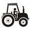 Black tractor with driver, vector silhouette, eps.