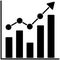 black trade silhouette or flat chart illustration of line logo stripes for stock with growth icon and graph shape