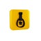 Black Traditional musical instrument mandolin icon isolated on transparent background. Yellow square button.