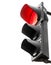 Black traffic lights with red signal isolated on white