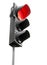 Black traffic lights with red signal isolated on white