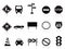 Black traffic sign icons set