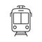 Black Tram Line Icon. Streetcar in Front View Linear Pictogram. Stop Station for City Electric Public Transport Outline