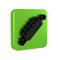 Black Trap hunting icon isolated on transparent background. Green square button.