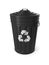 Black trash can isolated