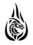 Black tribal tattoo art with flaming dragon head