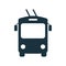 Black Trolleybus Silhouette Icon. Trolley Bus in Front View Glyph Pictogram. Stop Station for City Electric Transport