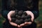 Black Truffles In Womens Hands. Generative AI