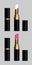 Black tubes with color lipstick