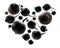 Black turnips in the shape of a heart on a white background