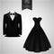 Black tuxedo and black bridal gown