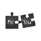 Black two puzzle pieces. You and me romantic illustration, relationship concept. Isolated illustration.