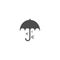 Black umbrella with black euro signs under it. Vector flat icon isolated on white. Money Rain. Money