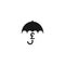 Black umbrella with black pound sterling signs under it. Vector flat icon isolated on white.