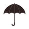 Black umbrella icon with handle isolated on white background in flat style. Umbrella for web, app. Open umbrela rain protection.