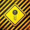 Black Undefined key icon isolated on yellow background. Warning sign. Vector