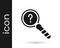 Black Unknown search icon isolated on white background. Magnifying glass and question mark. Vector