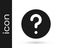 Black Unknown search icon isolated on white background. Magnifying glass and question mark. Vector