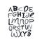 Black uppercase letters drawn by hand. Lettering. Modern funny children\\\'s playful font. Latin alphabet
