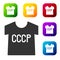 Black USSR t-shirt icon isolated on white background. Set icons in color square buttons. Vector