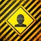 Black Vandal icon isolated on yellow background. Warning sign. Vector