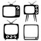 Black various retro tv silhouette set