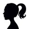 Black vector beautiful woman profile silhouette - fashion or beauty illustration