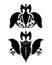 Black vector heraldic design set with shield, raven birds, axe and king crown