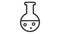 A black vector icon of a round-bottom flask with bubbling liquid.