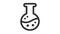 A black vector icon of a round-bottom flask with bubbling liquid.