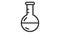 A black vector icon of a round-bottom flask with bubbling liquid.