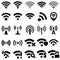Black vector set wi-fi icons. wifi signal illustration sign collection. wireless symbol.