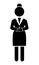 Black vector silhouette of businesswoman crossed hand. Business Infographic. Female figure shape