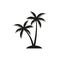 Black vector single palm tree silhouette icon.