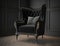 Black velvet luxury armchair in living room