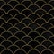 Black velvet mermaid fish scale wave japanese seamless pattern