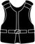 black vest silhouette or flat jacket illustration of safety logo life for construction with protection icon and equipment shape