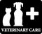 Black veterinary care icon with pets and cross