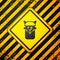 Black Viking head icon isolated on yellow background. Warning sign. Vector