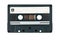 Black vintage audio cassette tape isolated on white background
