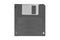 Black vintage floppy disk on white