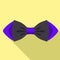 Black violet bow tie icon, flat style