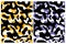Black, Violet and Yellow Military Camouflage Seamless Vector Patterns.