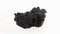 Black volcanic rock on a white background, remarkable details of this lava rock