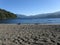 Black Volcano Sand Beach at Lake Futalaufquen, Chubut, Argentina
