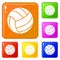 Black volleyball ball icons set vector color